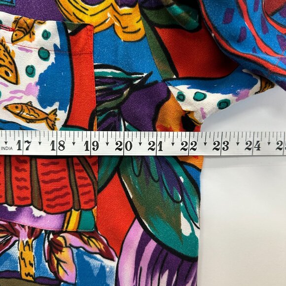 Vintage 80s-90s Natural Issue Rayon Shirt M Tropical Abstract - Picture 5 of 7